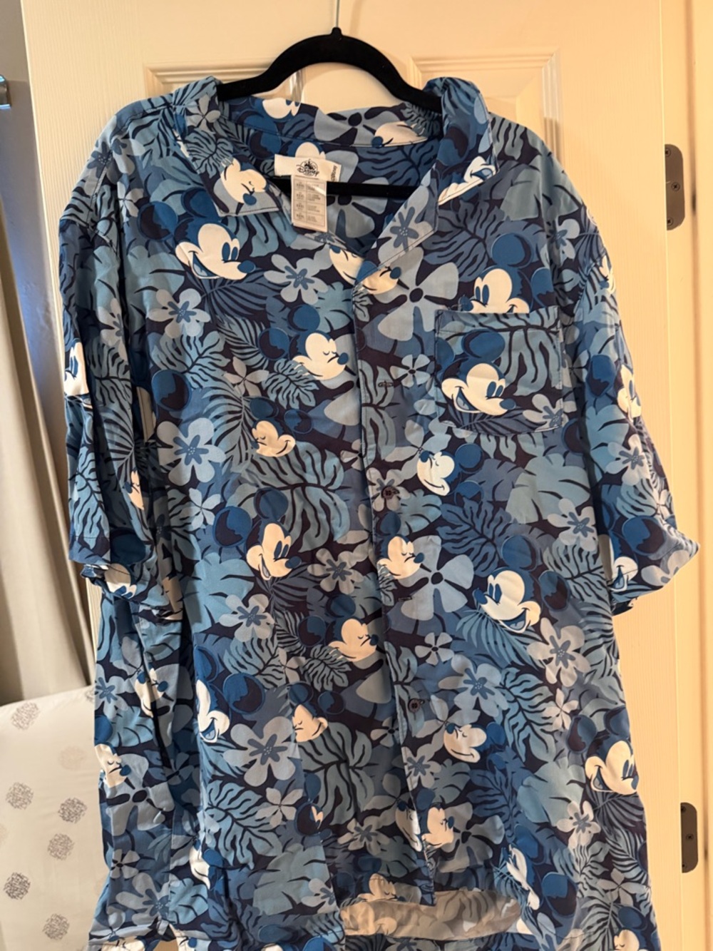 Disney Parks Blue Hawaiian Mickey Mouse Button-Up Shirt